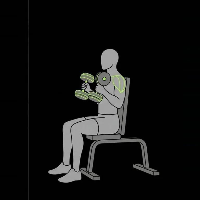 Dumbbell shoulder press, step 3 of 3: lower under control to the start