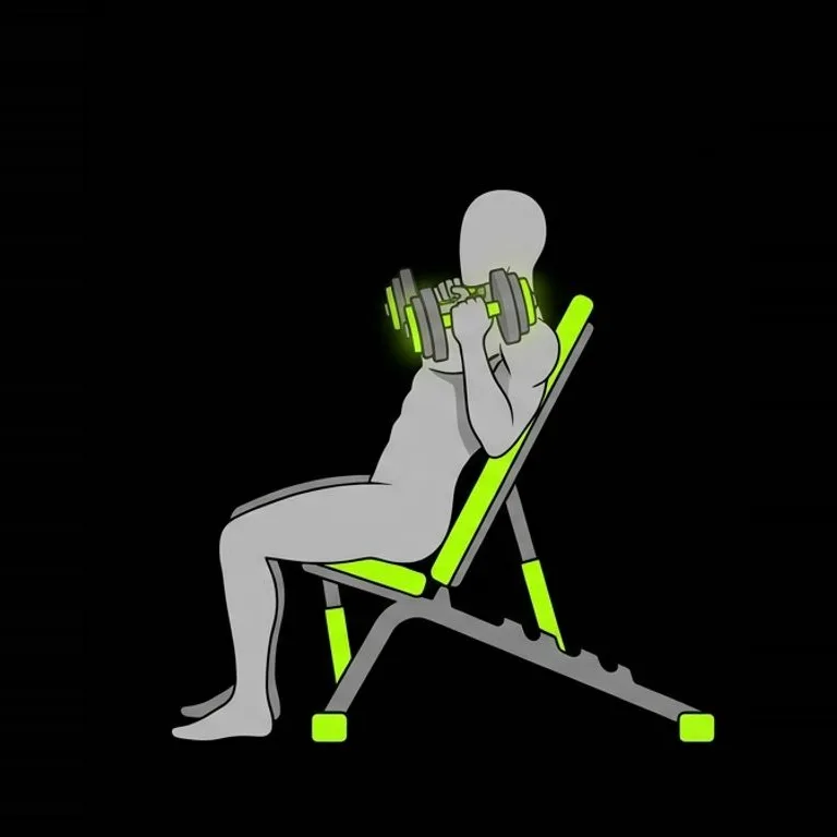 Incline dumbbell press, step 1 of 3: set up braced, blades retracted